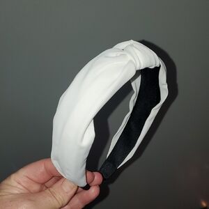 New handmade boutique top knot flexible wide headband white
